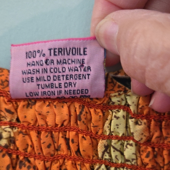 Khushbu Midi Sundress Silky Orange, Brown and Pink Pleated - Picture 3 of 8